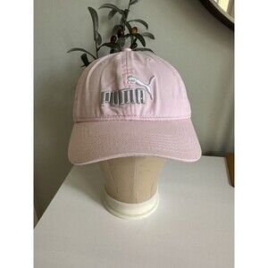 PUMA Light Pastel Pink Hat One Size Adjustable Strap for Women Silver Logo